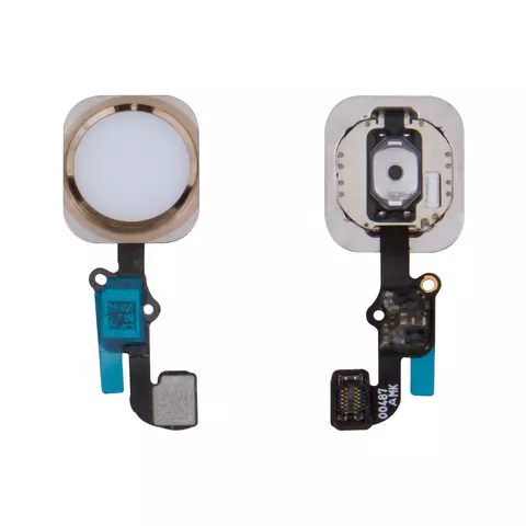 Шлейф для iPhone 6S, iPhone 6S Plus, кнопки Home, золотистий, з пластиком