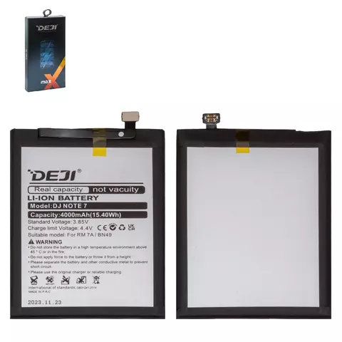 Акумулятор Deji BN49 для Xiaomi Redmi 7A, Li-ion, 3,85 B, 4000 мАг, MZB7995IN, M1903C3EG, M1903C3EH, M1903C3EI