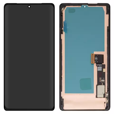Дисплей для Google Pixel 7 Pro, чорний, з рамкою, High Copy, з широким обідком, (OLED)