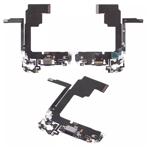 Шлейф для iPhone 15 Pro, конектора зарядки, синій, з мікрофоном, High Copy