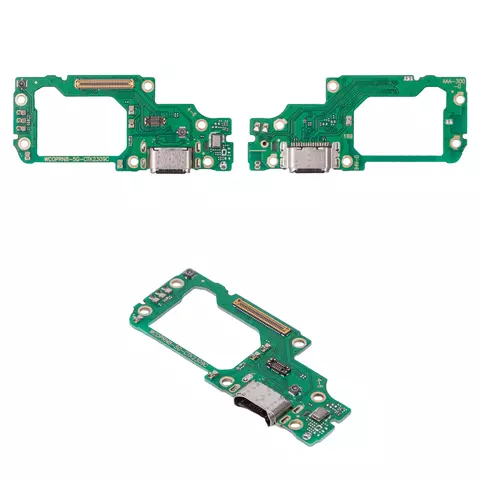 Шлейф для Oppo Reno 8 5G, конектора зарядки, з мікрофоном, з компонентами, Сopy, плата зарядки