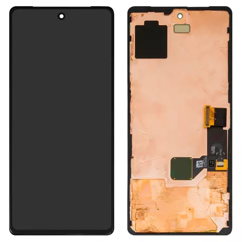 Дисплей для Google Pixel 7, чорний, з рамкою, Оригінал (переклеєне скло), GVU6C, GQML3