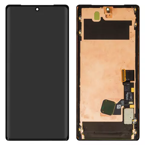 Дисплей для Google Pixel 6 Pro, чорний, з рамкою, Оригінал (переклеєне скло), GLUOG, G8VOU