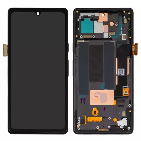 Дисплей для Google Pixel 7a, чорний, з рамкою, High Copy, з широким обідком