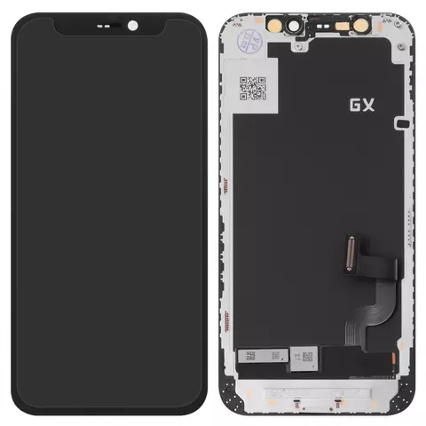 Дисплей для iPhone 12 mini, чорний, з рамкою, High Copy, (OLED), GX OEM hard