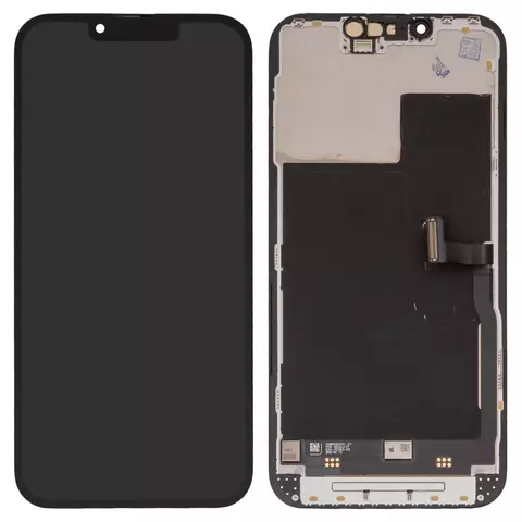 Дисплей для iPhone 13, iPhone 13 Pro, чорний, з рамкою, Оригінал (переклеєне скло)