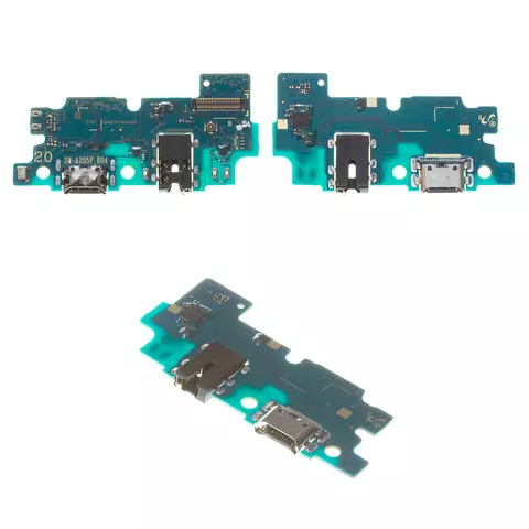 Шлейф для Samsung A205F/DS Galaxy A20, конектора зарядки, з мікрофоном, High Copy, плата зарядки