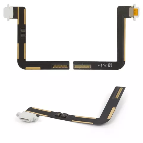 Шлейф для iPad Air (iPad 5), конектора зарядки, білий, з компонентами