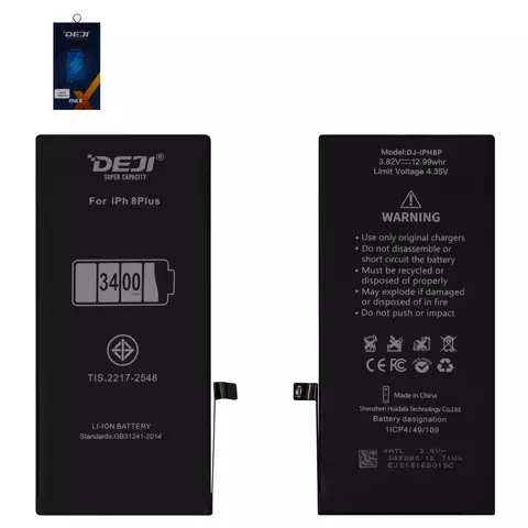 Акумулятор Deji для Apple iPhone 8 Plus, Li-ion, 3,82 B, 3400 мАг, збільшена ємність, original IC
