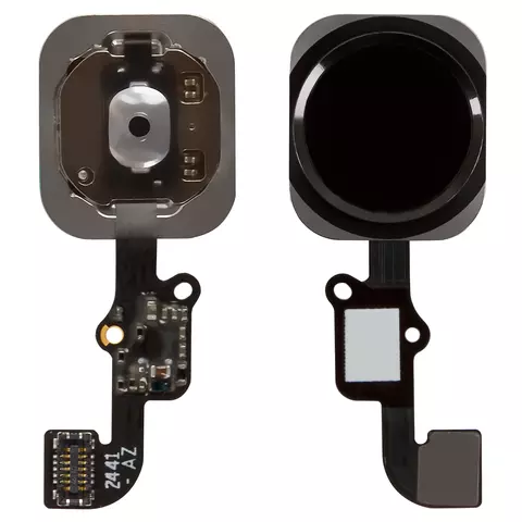 Шлейф для iPhone 6, iPhone 6 Plus, кнопки Home, чорний, з пластиком
