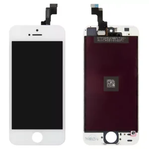 Дисплей  iPhone 5S, білий, копія, із сенсорним екраном, з рамкою