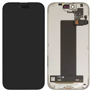 Дисплей для iPhone 15 Plus, чорний, з рамкою, Оригінал (переклеєне скло)