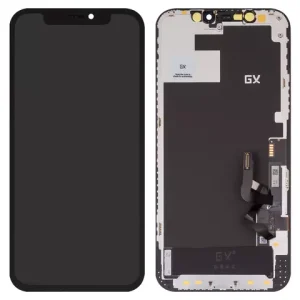 Дисплей для iPhone 12, iPhone 12 Pro, чорний, з рамкою, (AMOLED), GX OEM soft