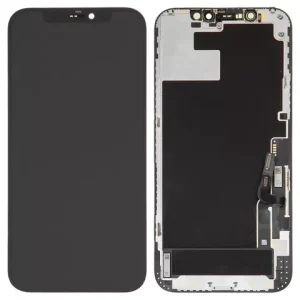 Дисплей для iPhone 12, iPhone 12 Pro, чорний, із сенсорним екраном, з рамкою, переклеєне скло