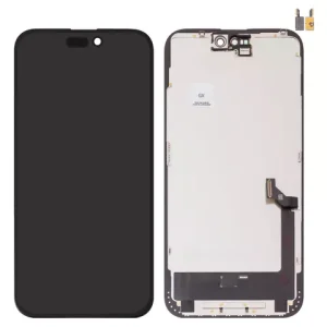 Дисплей для iPhone 15 Plus, чорний, з рамкою, High Copy, без мікросхеми, (AMOLED), GX OEM soft