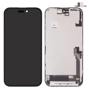 Дисплей для iPhone 16, чорний, з рамкою, High Copy, без мікросхеми, (AMOLED), GX OEM soft