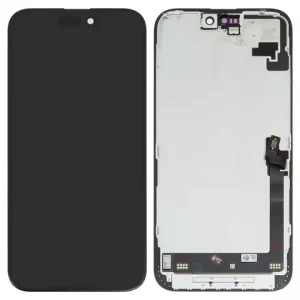 Дисплей для iPhone 16 Plus, чорний, з рамкою, Оригінал (переклеєне скло)