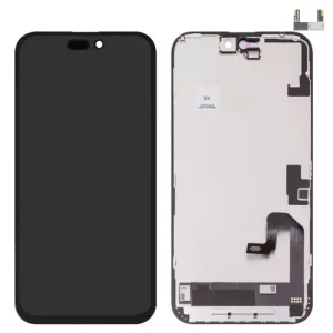 Дисплей для iPhone 16 Plus, чорний, з рамкою, High Copy, без мікросхеми, (OLED), GX OEM hard