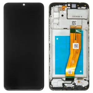 Дисплей для Samsung A025F/DS Galaxy A02s, чорний, з рамкою, Original (PRC), з жовтим шлейфом, (160,5×72 mm)