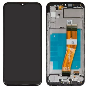 Дисплей для Samsung A037G Galaxy A03s, чорний, з рамкою, Original (PRC), з жовтим шлейфом, (162×72 mm)