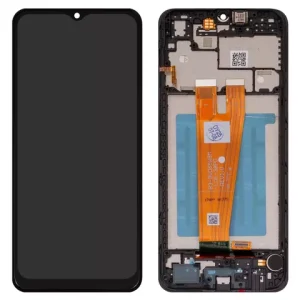 Sk&aelig;rm til Samsung A045 Galaxy A04, sort, med ramme, (&aelig;ske)