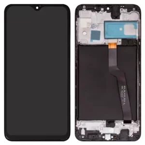 Дисплей для Samsung A105 Galaxy A10, чорний, з рамкою, High Copy