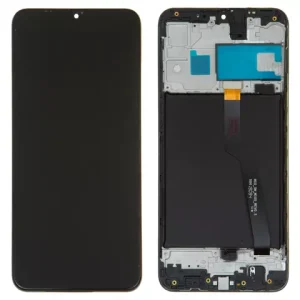 Дисплей для Samsung A105FN/DS Galaxy A10, чорний, з рамкою, Оригінал (переклеєне скло)