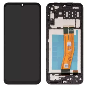 Дисплей для Samsung A145 Galaxy A14, чорний, Best copy, з рамкою, High Copy, з жовтим шлейфом