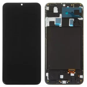 Дисплей для Samsung A205 Galaxy A20, A205F/DS Galaxy A20, M107F/DS Galaxy M10s, чорний, з рамкою, High Copy, з широким обідком, (OLED)