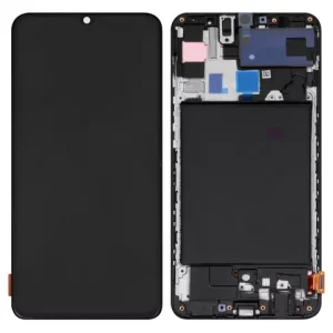 Дисплей для Samsung A705 Galaxy A70, чорний, з рамкою, Оригінал (переклеєне скло)