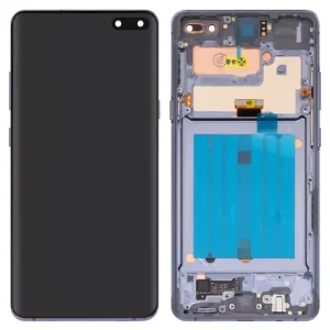 Дисплей для Samsung G977 Galaxy S10 5G, G977B Galaxy S10 5G, чорний, з рамкою, Оригінал (переклеєне скло)