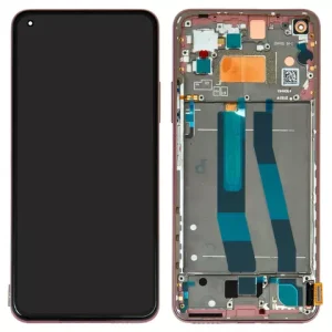 Display for Xiaomi Mi 11 Lite, Mi 11 Lite 5G, pink, with frame, Original (PRC), peach pink,
