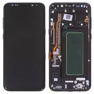 Дисплей для Samsung G955 Galaxy S8 Plus, чорний, з рамкою, Оригінал (переклеєне скло), midnight black