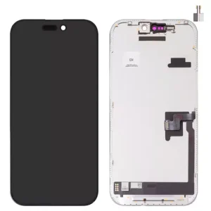 Дисплей для iPhone 16 Pro, чорний, з рамкою, High Copy, без мікросхеми, (OLED), GX OEM soft, 120Hz