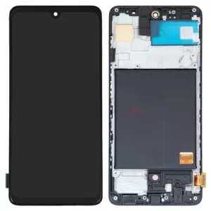 Дисплей для Samsung A515 Galaxy A51, чорний, з рамкою, High Copy, з широким обідком, (OLED)