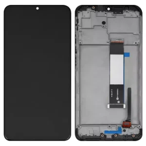 Дисплей для Xiaomi Poco M3, Redmi 9T, чорний, з рамкою, Оригінал (переклеєне скло), M2010J19CG