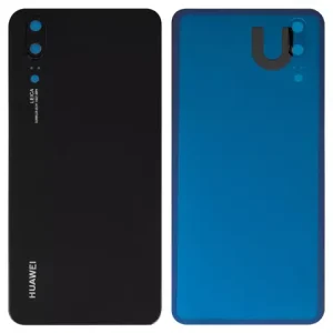 Задня панель корпуса для Huawei P20, чорна, із склом камери