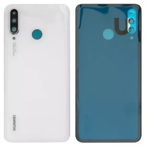 Задня панель корпуса для Huawei P30 Lite, біла, із склом камери, 48 Мп