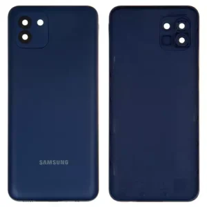 Задня панель корпуса для Samsung A035F Galaxy A03, синя, із склом камери