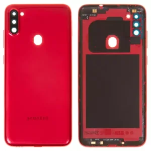 Задня панель корпуса для Samsung A115 Galaxy A11, червона, із склом камери
