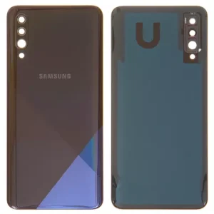 Задня панель корпуса для Samsung A307F/DS Galaxy A30s, чорна, із склом камери, prism crush black