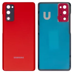 Задня панель корпуса для Samsung G780 Galaxy S20 FE, G781 Galaxy S20 FE 5G, червона, із склом камери,