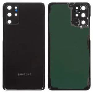 Задня панель корпуса для Samsung G985 Galaxy S20 Plus, G986 Galaxy S20 Plus 5G, чорна, із склом камери,