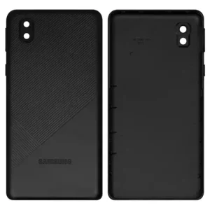 Задня панель корпуса для Samsung M013 Galaxy M01 Core, чорна, із склом камери