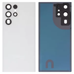 Задня панель корпуса для Samsung S908B Galaxy S22 Ultra 5G, біла, із склом камери