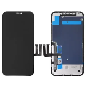 Дисплей для iPhone 11, чорний, з рамкою, Copy, з пластиками камери та давача наближення, tianma (TFT)