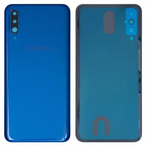 Задня панель корпуса для Samsung A505F/DS Galaxy A50, синя, із склом камери