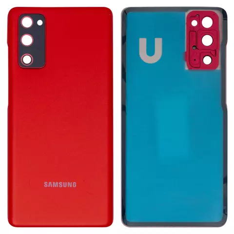 Задня панель корпуса для Samsung G780 Galaxy S20 FE, G781 Galaxy S20 FE 5G, червона, із склом камери,