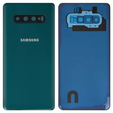 Задня панель корпуса для Samsung G975 Galaxy S10 Plus, зелена, із склом камери
