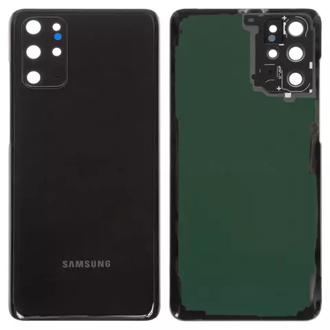 Задня панель корпуса для Samsung G985 Galaxy S20 Plus, G986 Galaxy S20 Plus 5G, чорна, із склом камери,